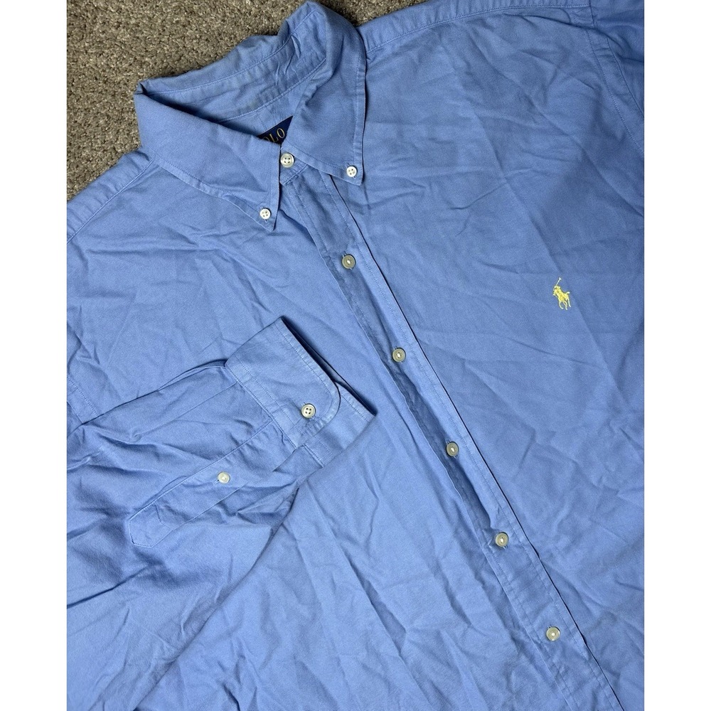Polo Ralph Lauren Men's XLT XL Tall Button Down Long Sleeve Shirt Solid Blue